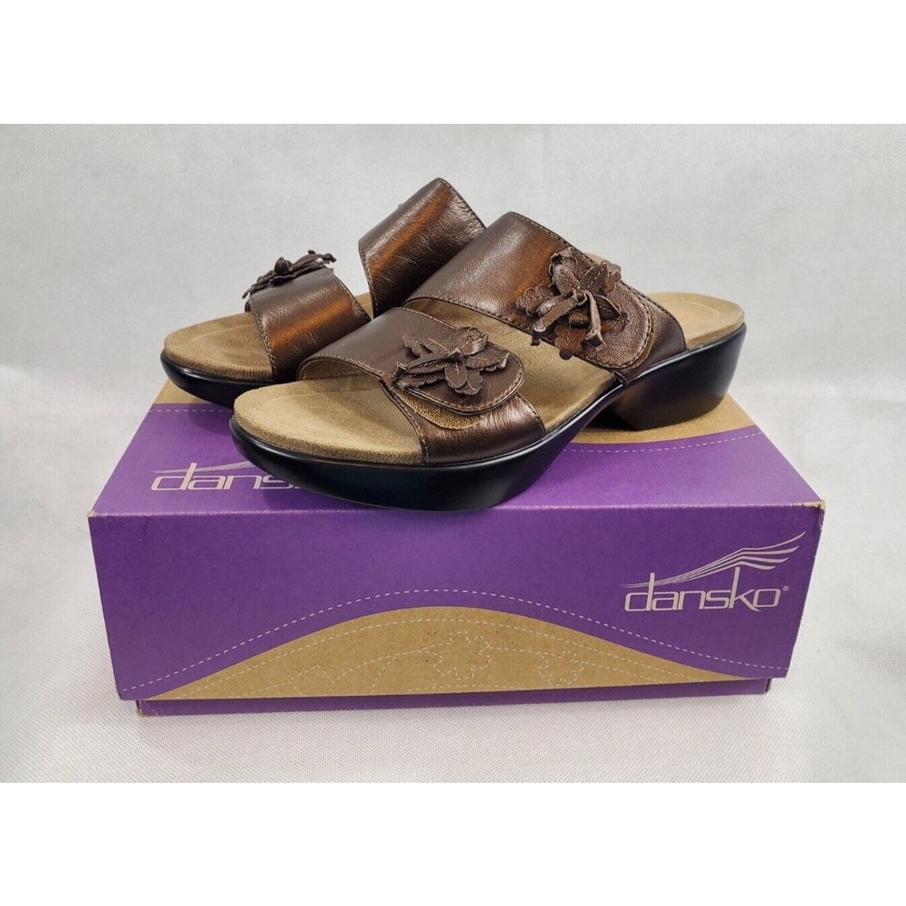 Dansko Women Sandal Shoes Donna Size EUR 38 Brown Leather Slides Slip On